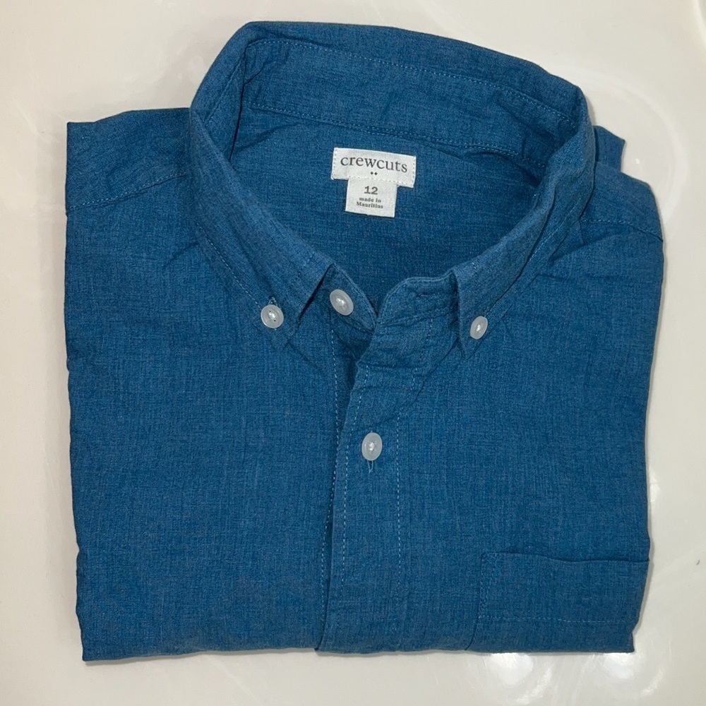 Crewcuts Boys Long Sleeve Shirt Size 12 – Blue. 98% Cotton